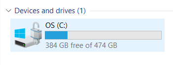 v Devices and drives (1) 
os 
384 tree ot 474 GB 